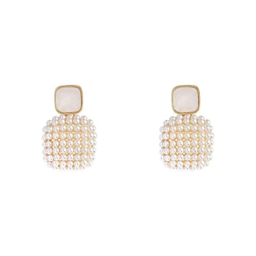 Chanel Womens Vintage CC Logo Gold Pink White Pearl Hoop Drop Dangle  Earrings
