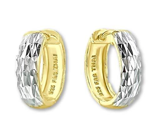 Sleek Black 15mm Huggie Hoop Earrings | 925 Sterling Silver | Hinged Snap Closure